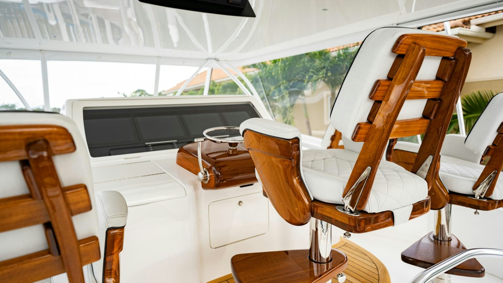 a group of chairs in a tent aboard WHY WOULDN'T WE Yacht for Sale