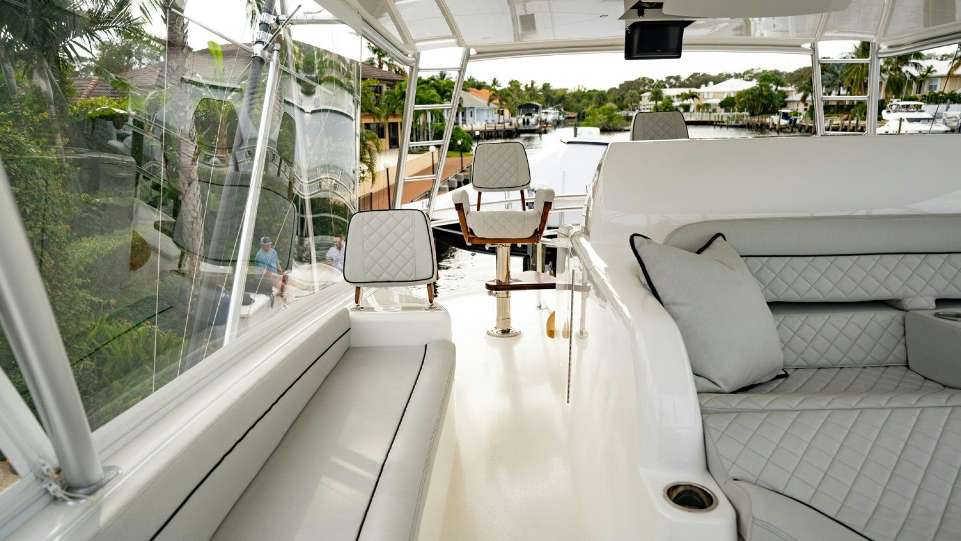 a room with chairs and a table aboard WHY WOULDN'T WE Yacht for Sale
