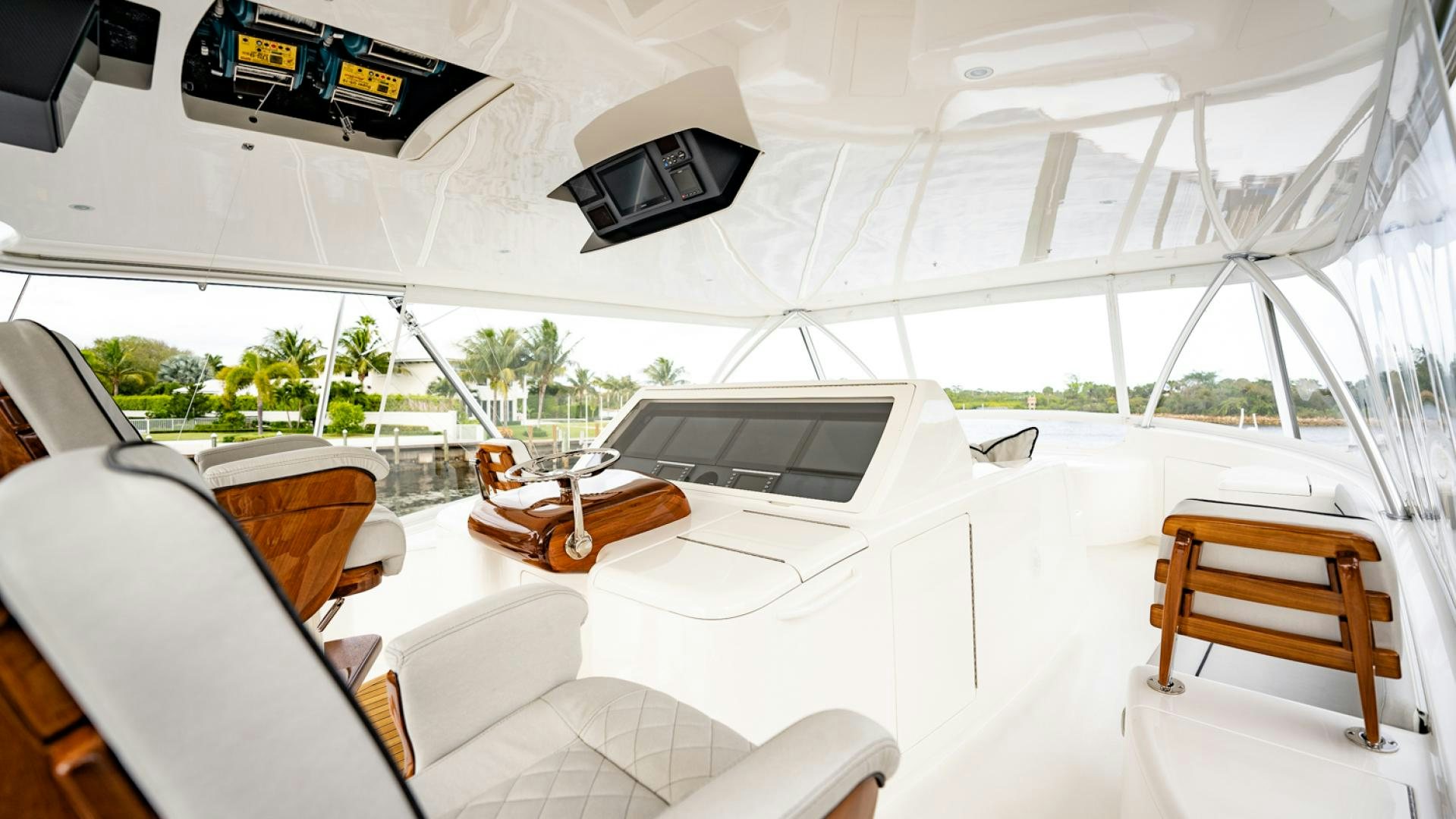 a white tent with a laptop on it aboard WHY WOULDN'T WE Yacht for Sale