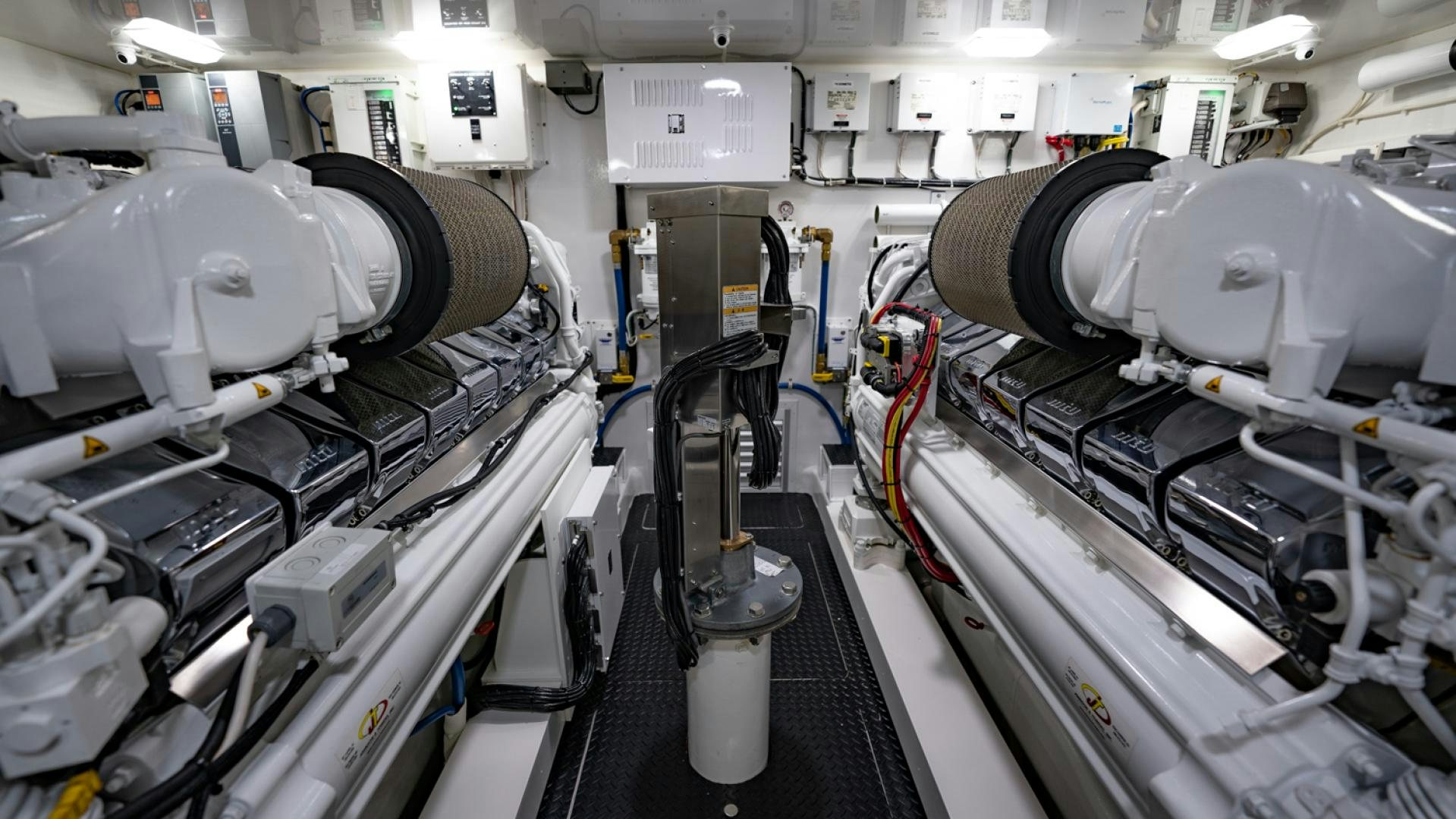 a room with machinery aboard WHY WOULDN'T WE Yacht for Sale