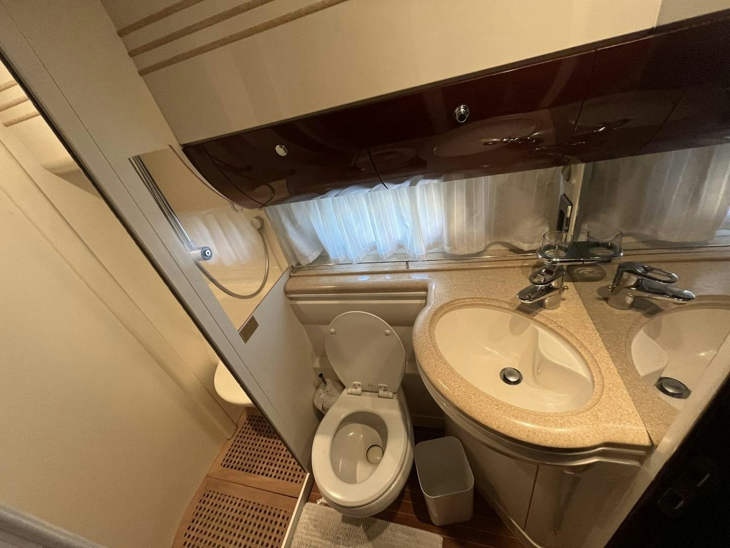 a bathroom with a sink and a toilet aboard SELAH WAY Yacht for Sale