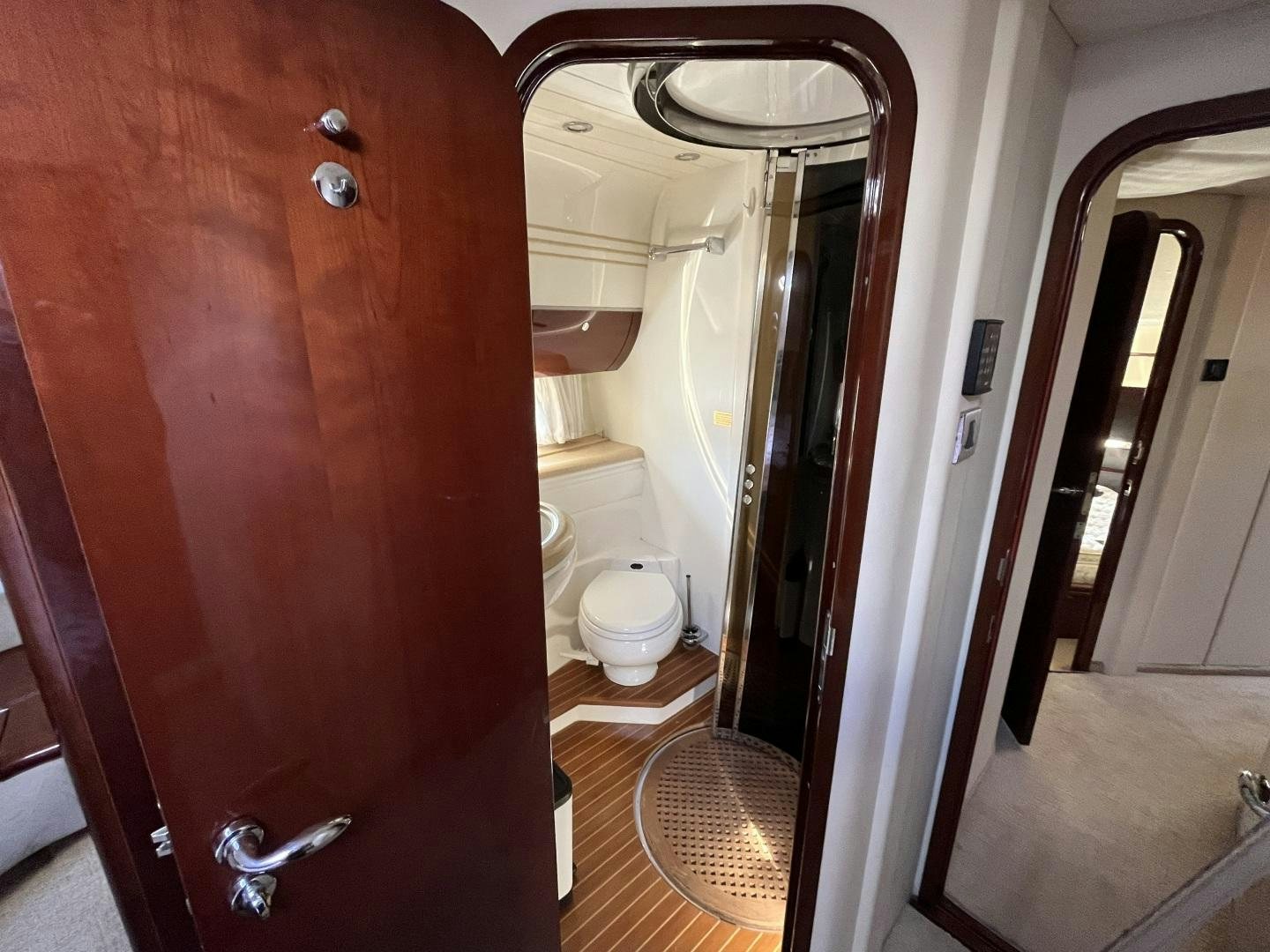 a bathroom with a toilet and a sink aboard SELAH WAY Yacht for Sale
