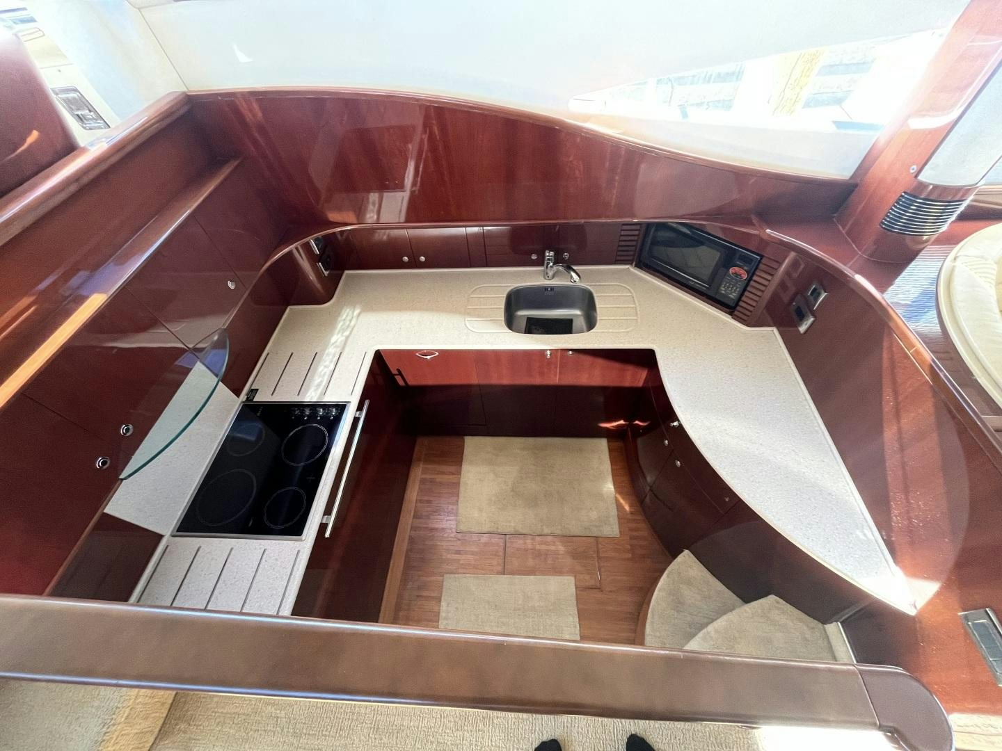 a kitchen with a sink and a stove aboard SELAH WAY Yacht for Sale