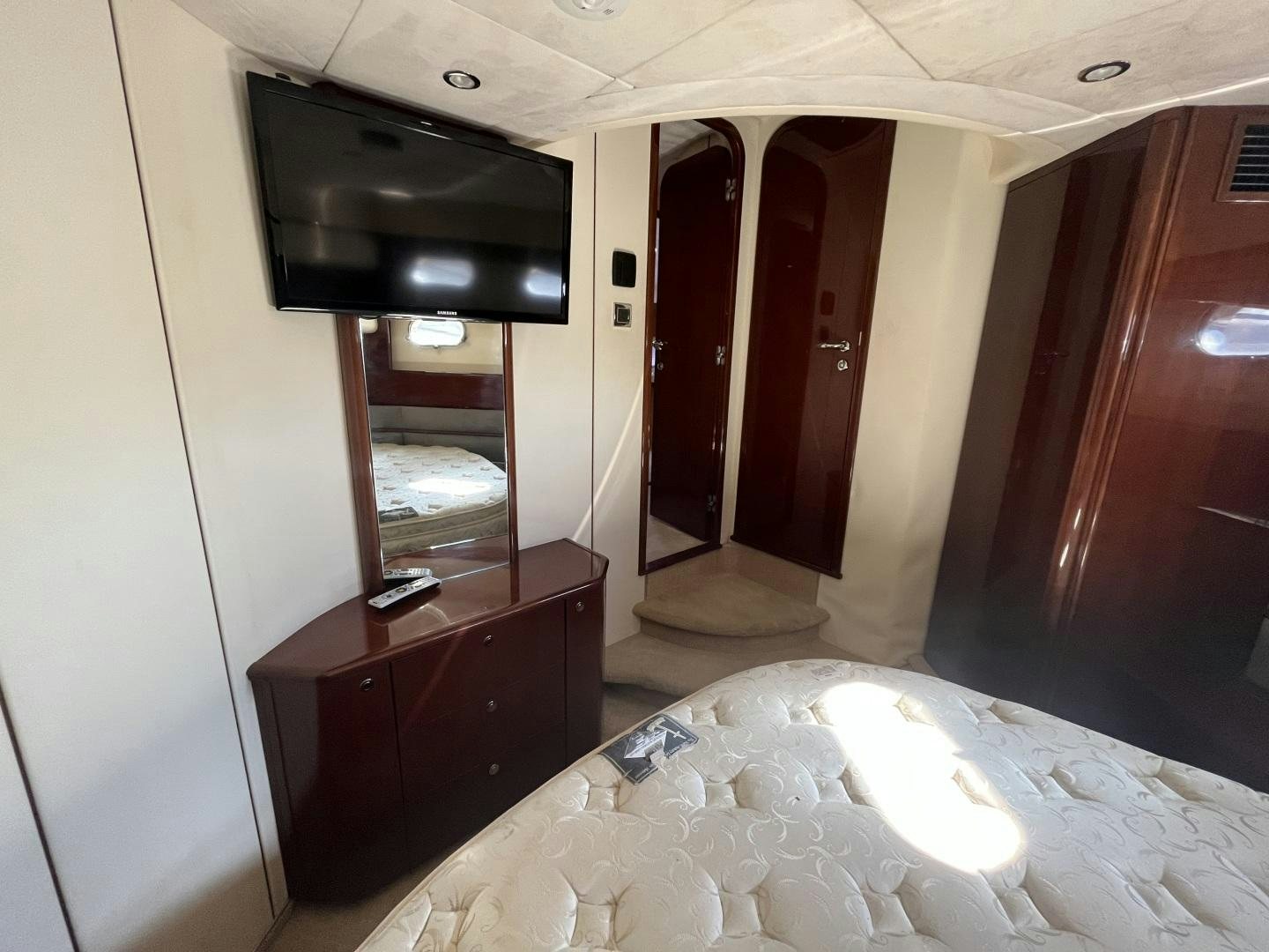 a bed in a room aboard SELAH WAY Yacht for Sale