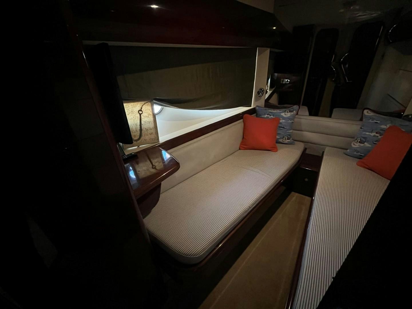 a bed in a room aboard SELAH WAY Yacht for Sale