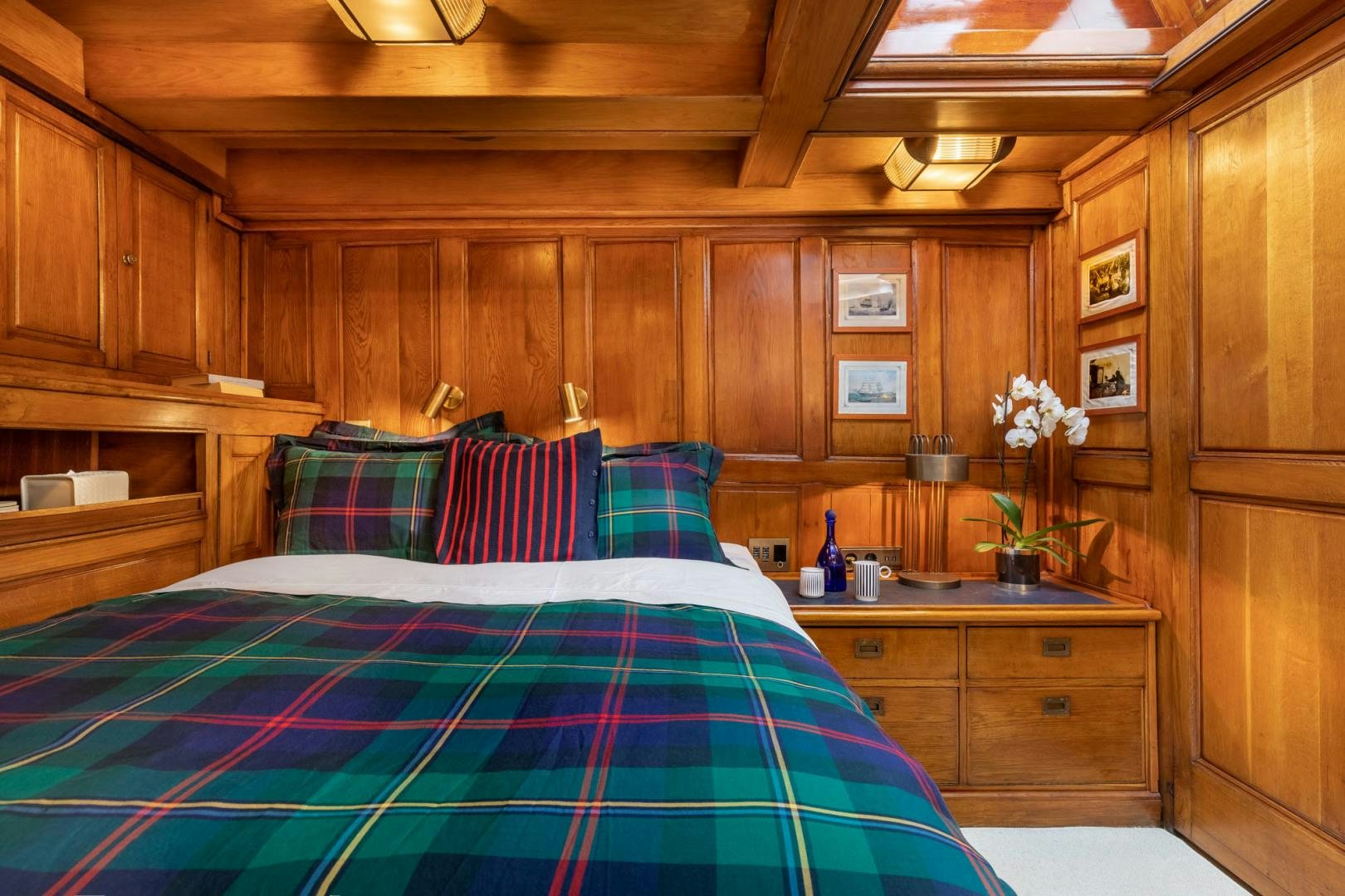 a bed in a cabin aboard WEATHERBIRD Yacht for Sale