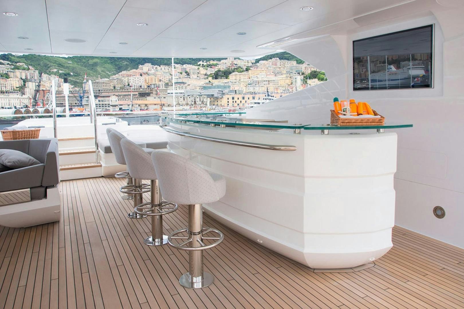 a pool table in a room aboard ALESSANDRA III Yacht for Sale