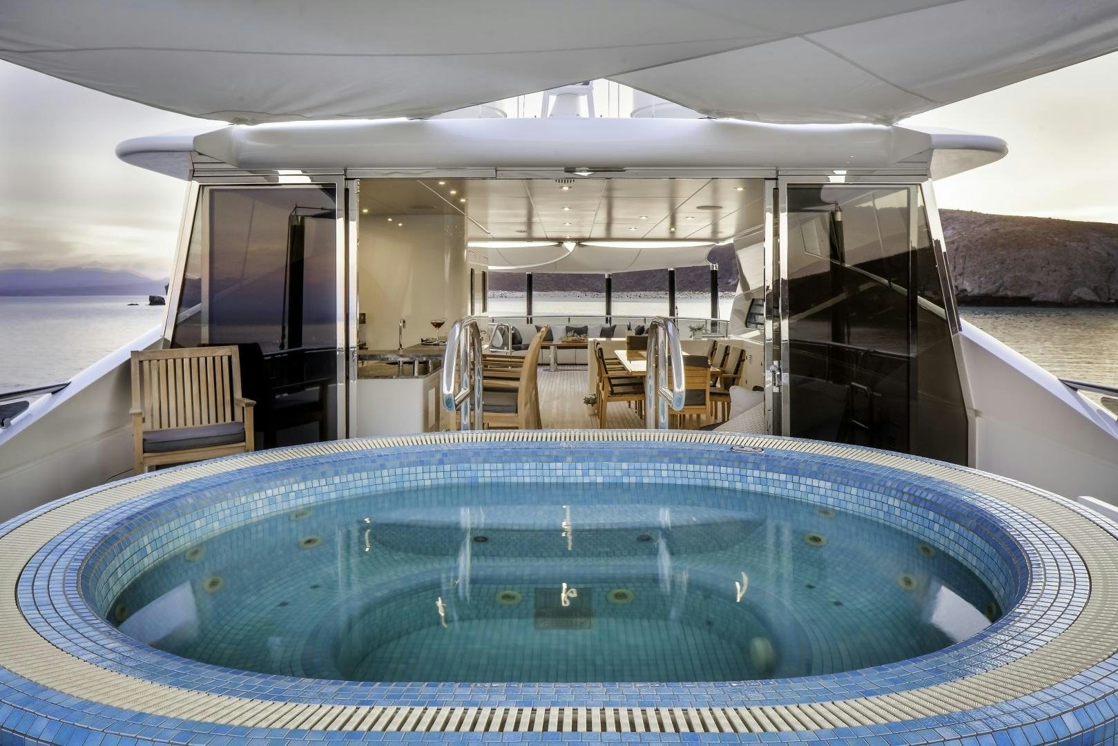 a swimming pool in a house aboard ODYSSEA Yacht for Charter