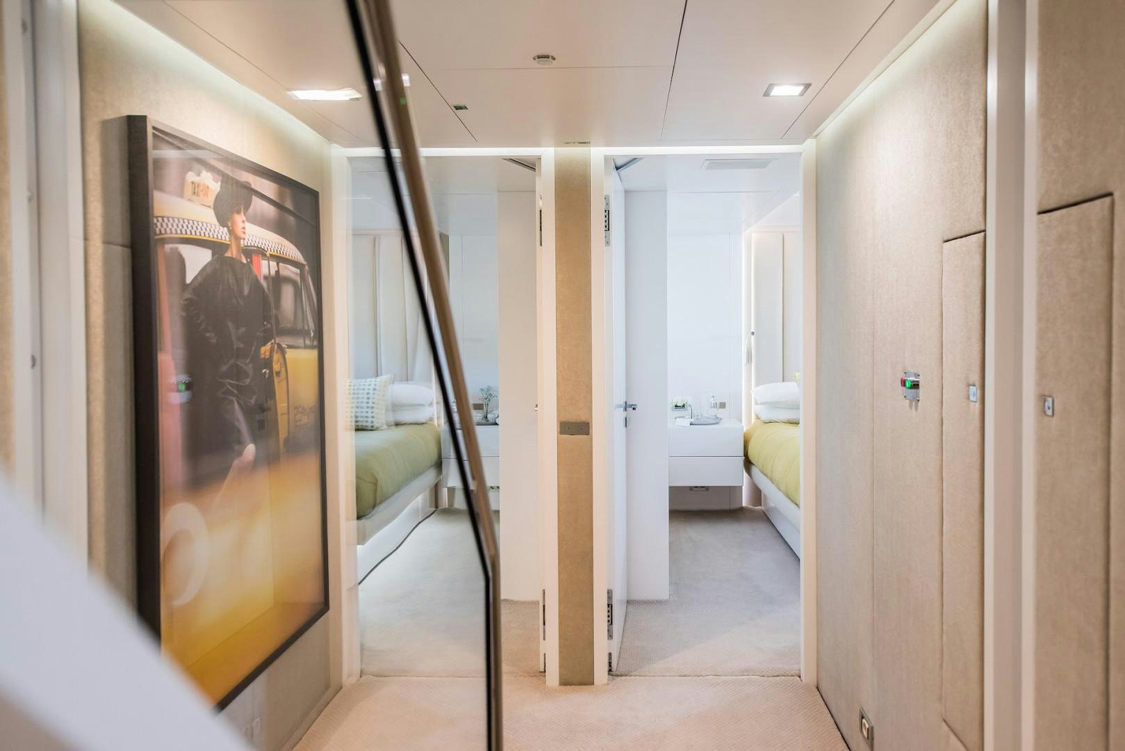 a hallway with doors aboard OCEAN'S SEVEN Yacht for Sale