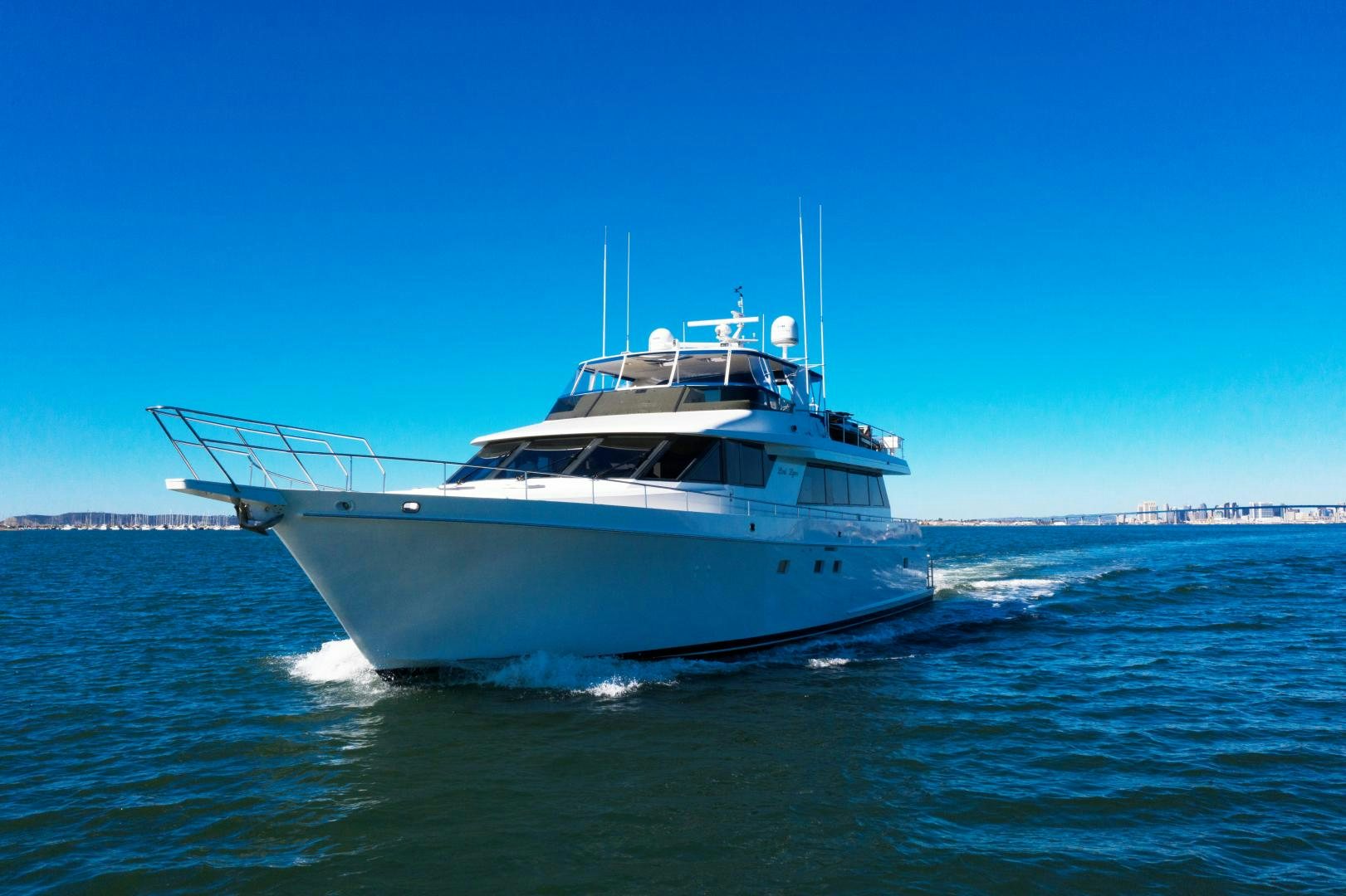 a large white boat on the water aboard LORI LYNN Yacht for Sale