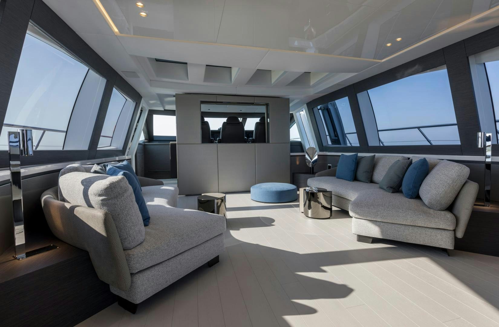 a room with a couch and a television aboard NANA I Yacht for Sale