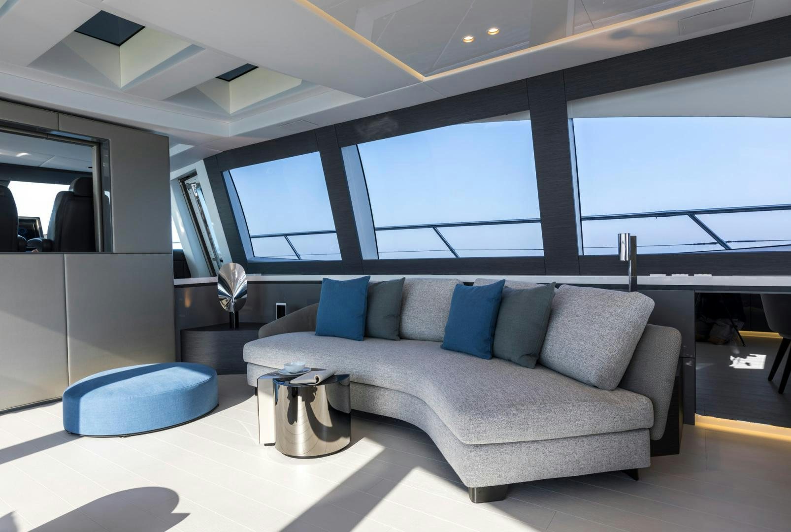 a couch in a room aboard NANA I Yacht for Sale