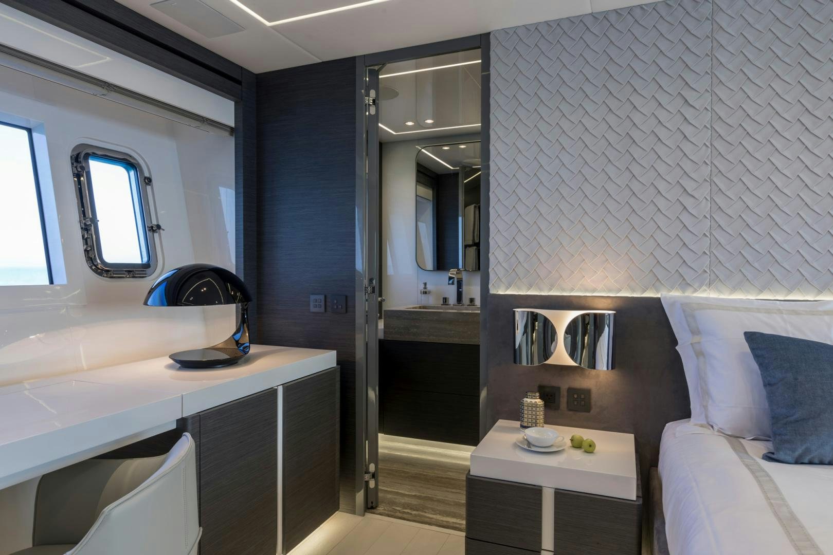 a room with a sink and a bed aboard NANA I Yacht for Sale