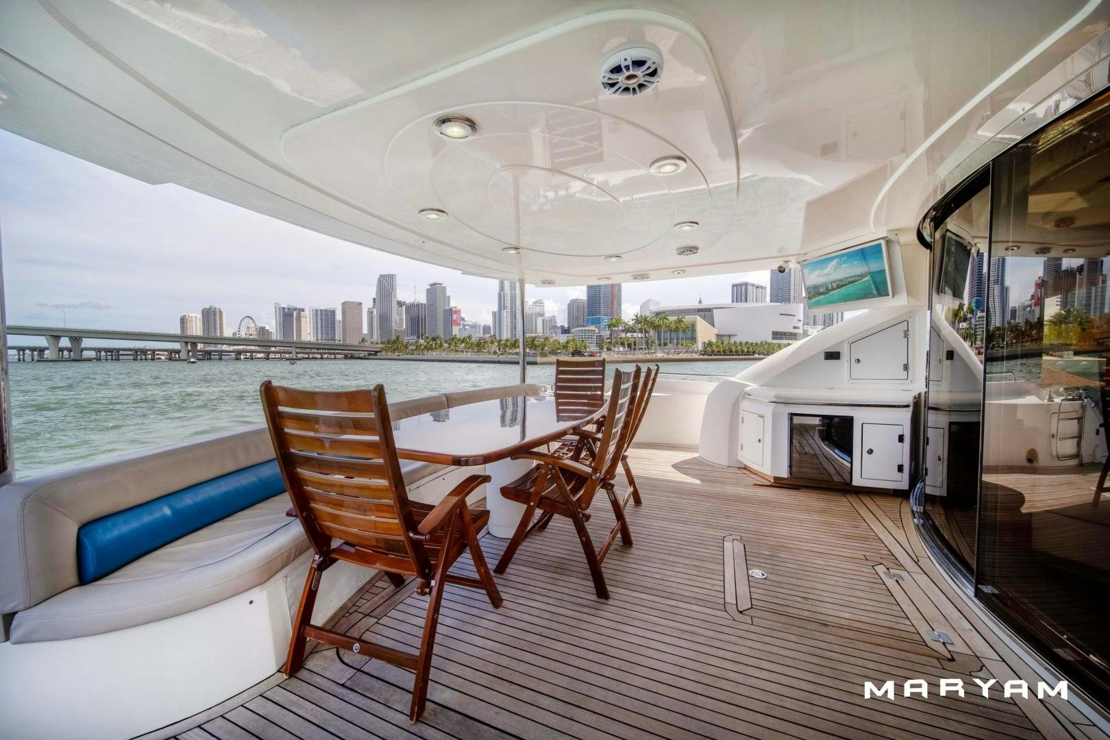 a boat on a deck aboard FINS UP Yacht for Sale