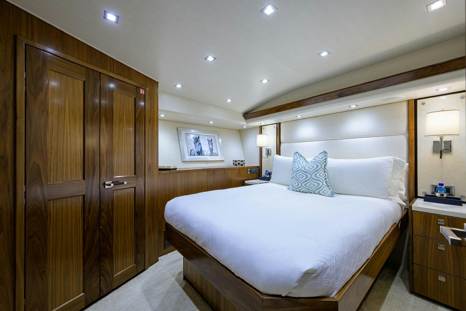 a bed in a room aboard PASTIME Yacht for Sale