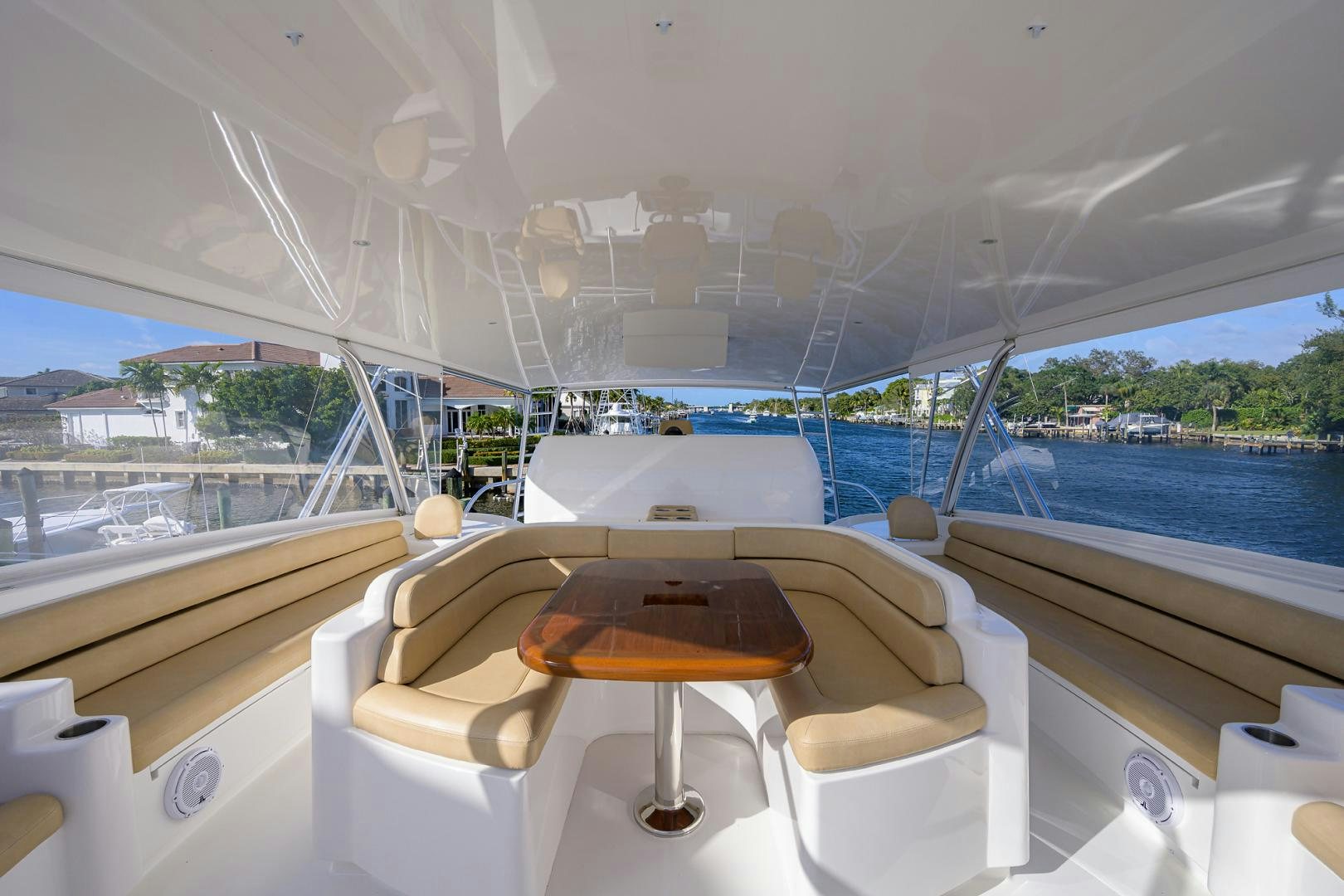 a room with a table and chairs aboard PASTIME Yacht for Sale