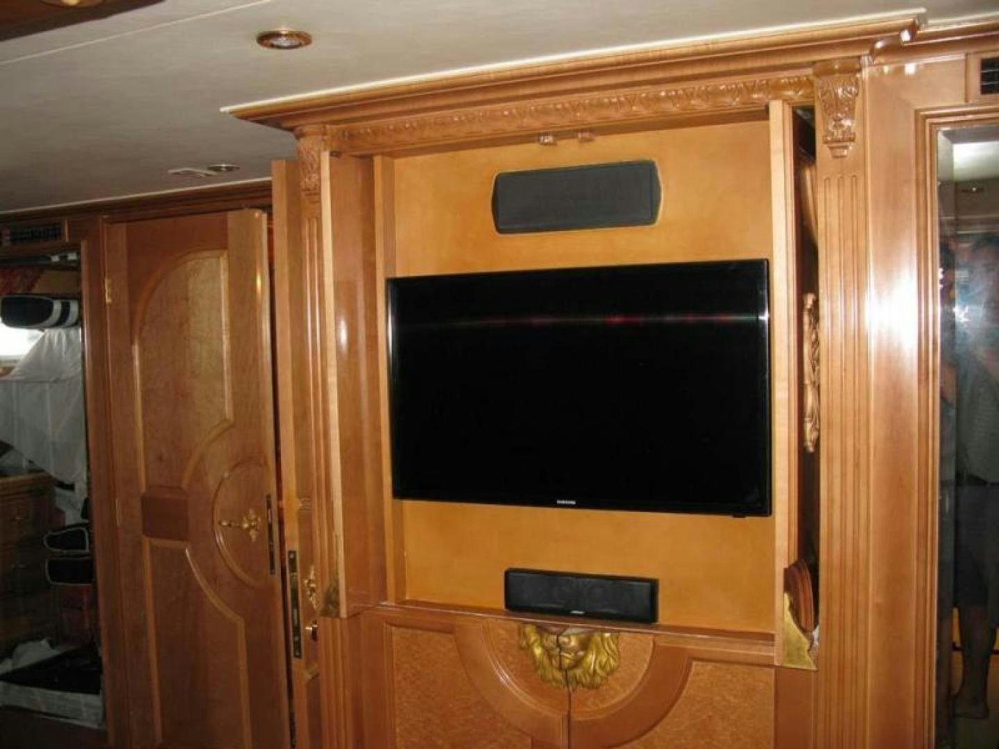 a tv on a cabinet aboard TRUE NORTH Yacht for Sale