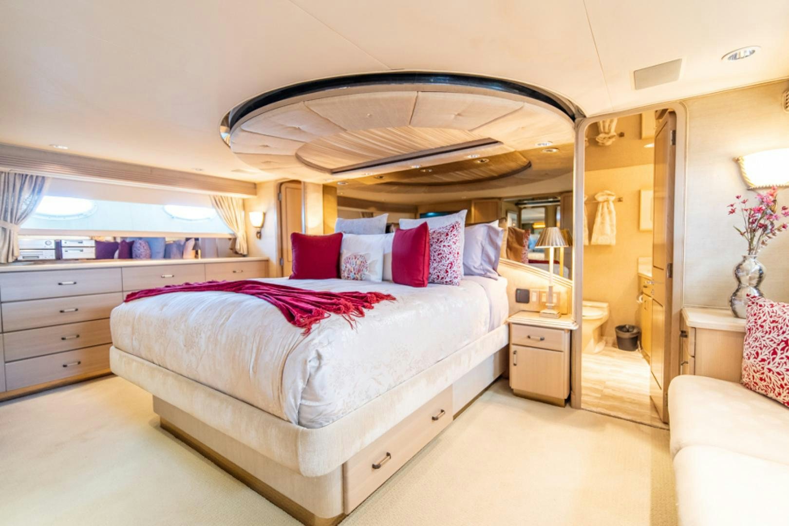 a bed in a room aboard NO EXCEPTIONS Yacht for Sale