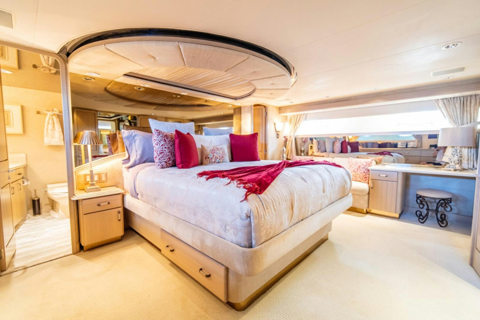 a bed in a room aboard NO EXCEPTIONS Yacht for Sale