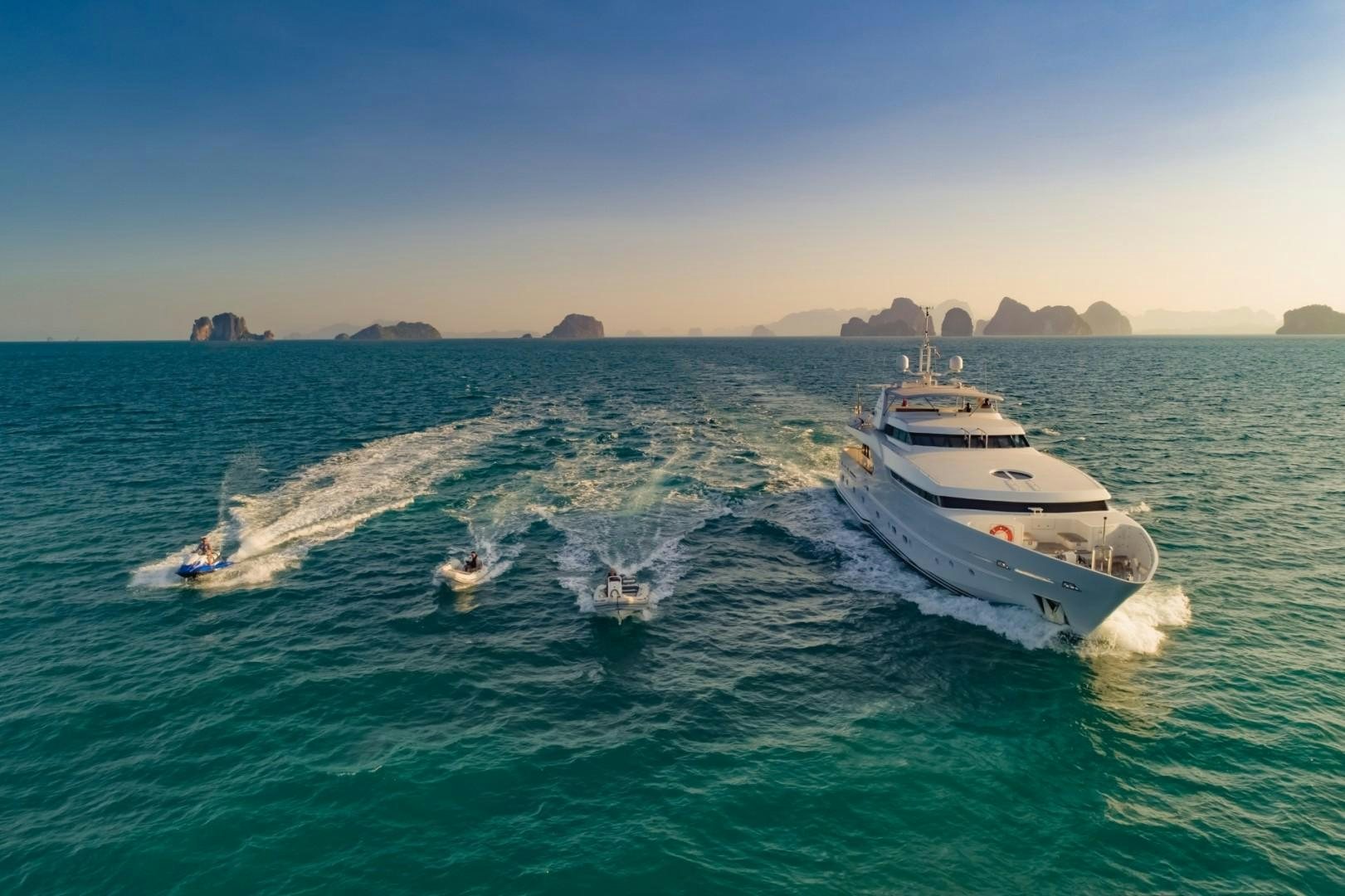 a boat in the water aboard XANADU OF LONDON Yacht for Sale