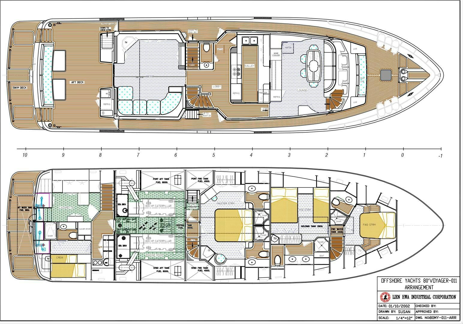 diagram, engineering drawing aboard ANTARES Yacht for Sale