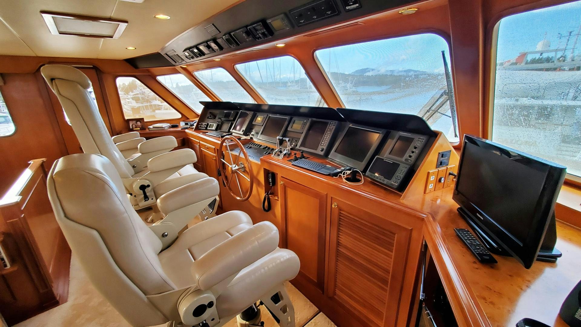 a train with a desk and chairs aboard ANTARES Yacht for Sale