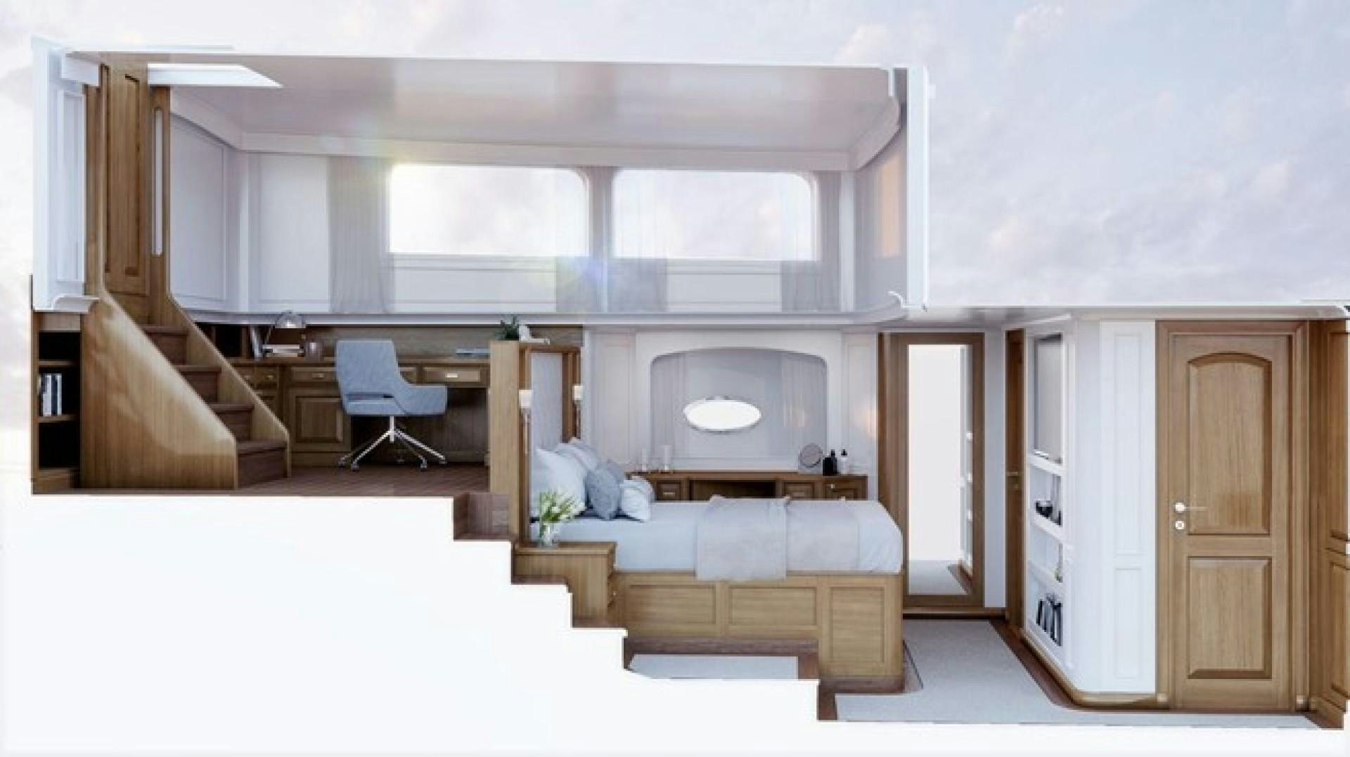 a living room with a couch and a table aboard ARK 401 Yacht for Sale