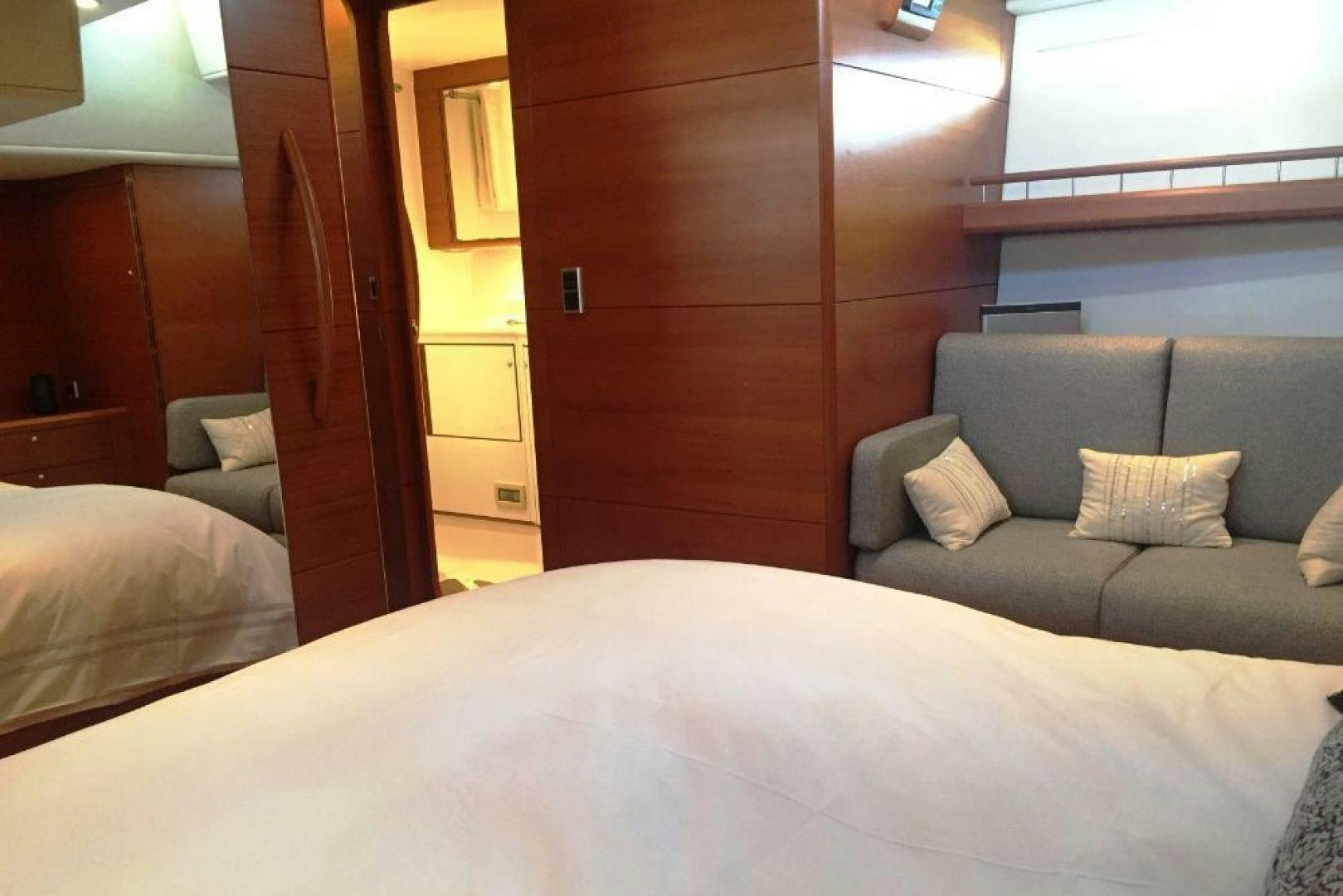 a bed in a room aboard XERES Yacht for Sale