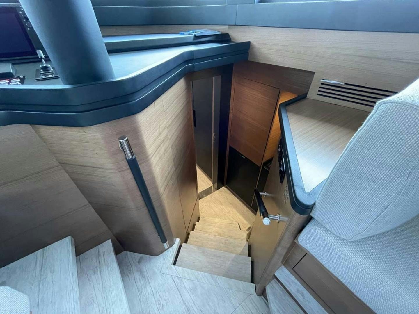 a chair and a desk in a room aboard LAS BRISAS Yacht for Sale