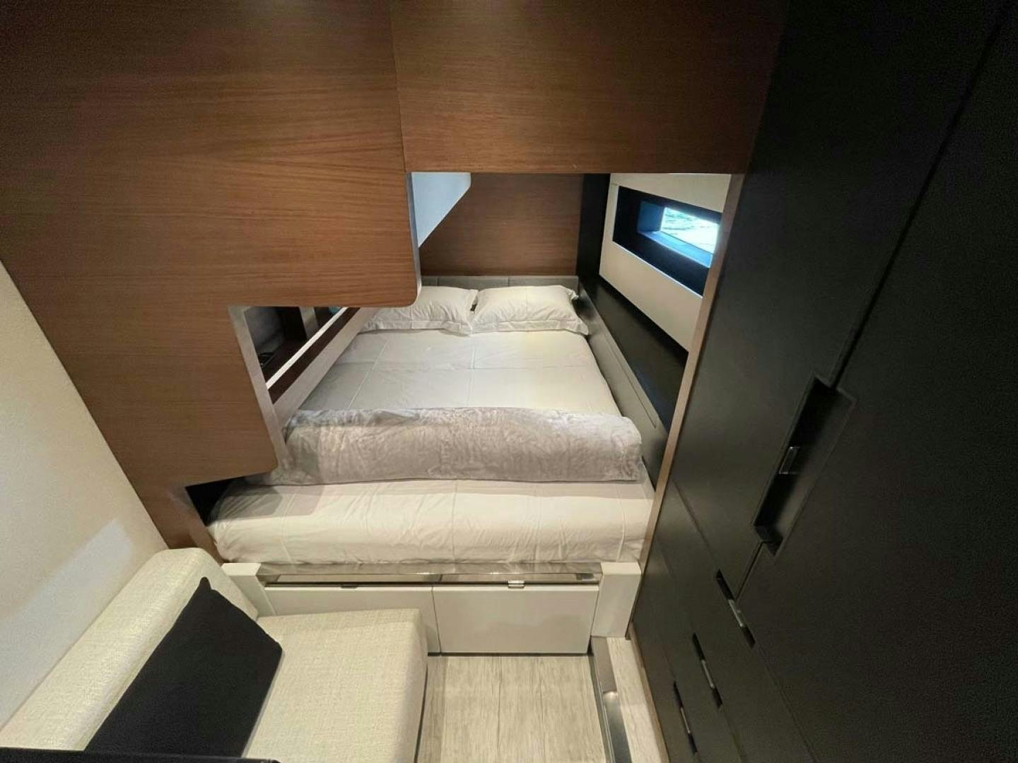 a bed in a room aboard LAS BRISAS Yacht for Sale