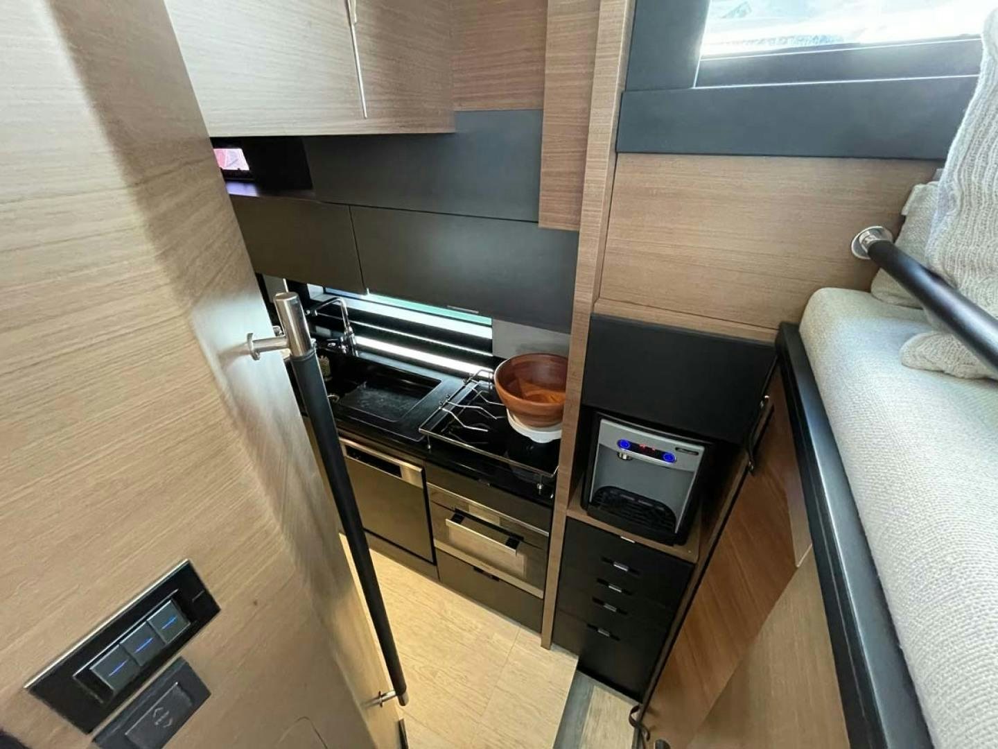 a kitchen with a stove and oven aboard LAS BRISAS Yacht for Sale