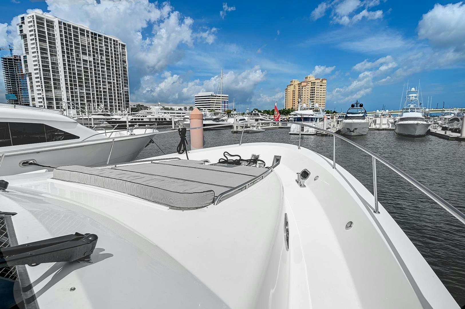 a boat in a harbor aboard LADY B Yacht for Sale