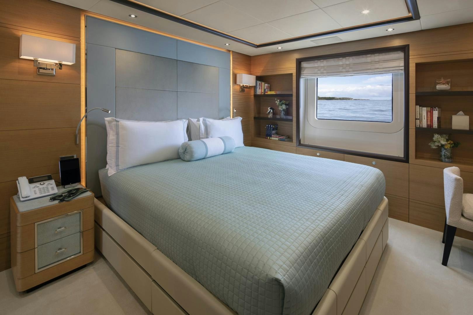 a bed in a room aboard JODI ANN Yacht for Sale