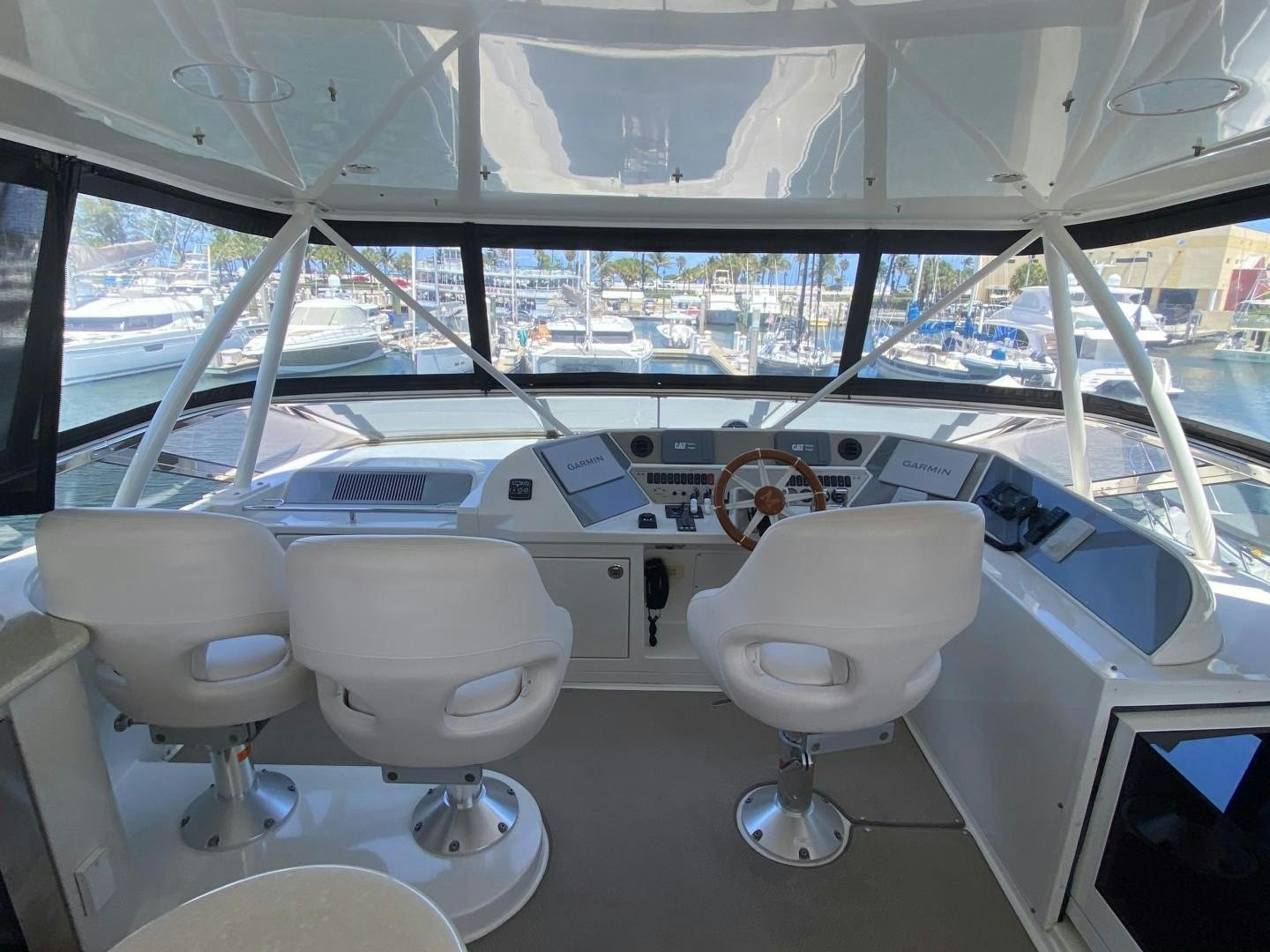 a room with a large window aboard Gettin' There Yacht for Sale