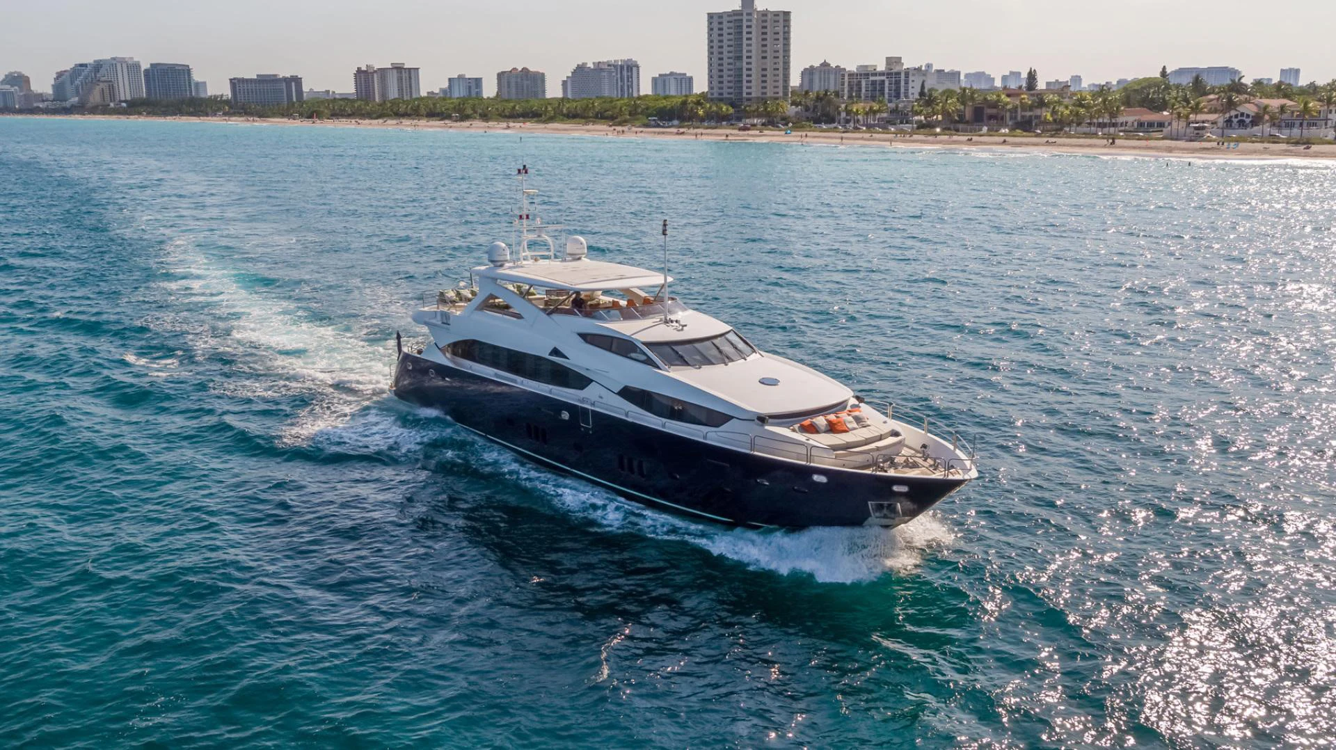 a boat on the water aboard LE SORELLE III Yacht for Sale
