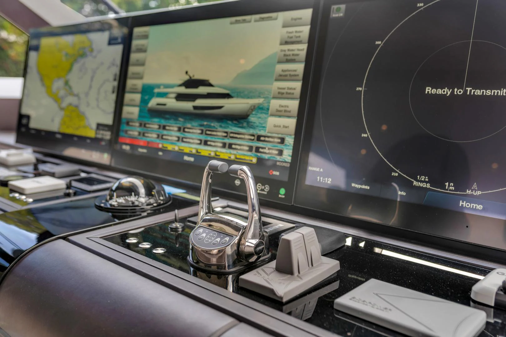 a computer monitor and a camera aboard CARBON COPY Yacht for Sale