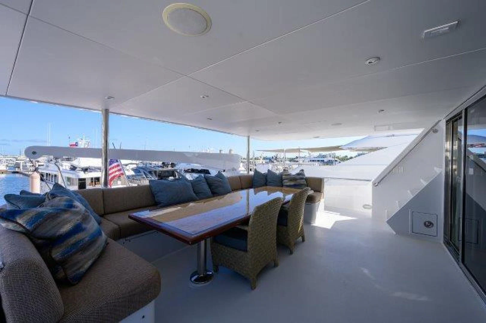 a room with a couch and a table aboard REBECCA Yacht for Sale