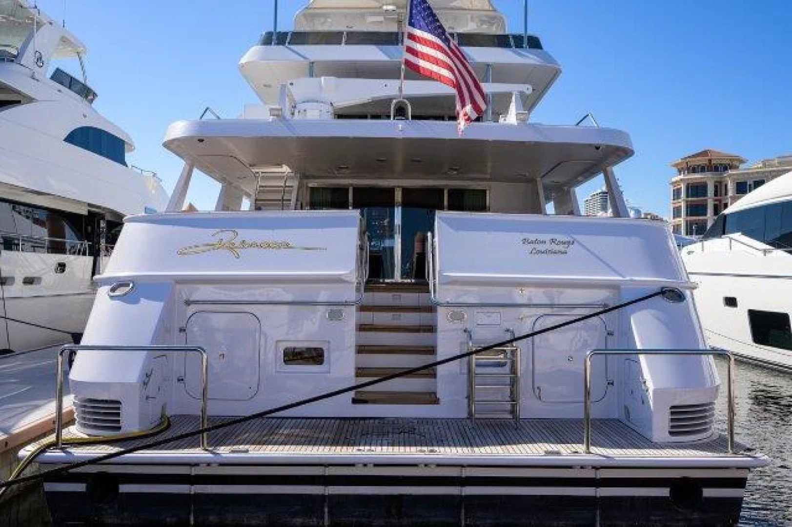 a group of boats on a dock aboard REBECCA Yacht for Sale