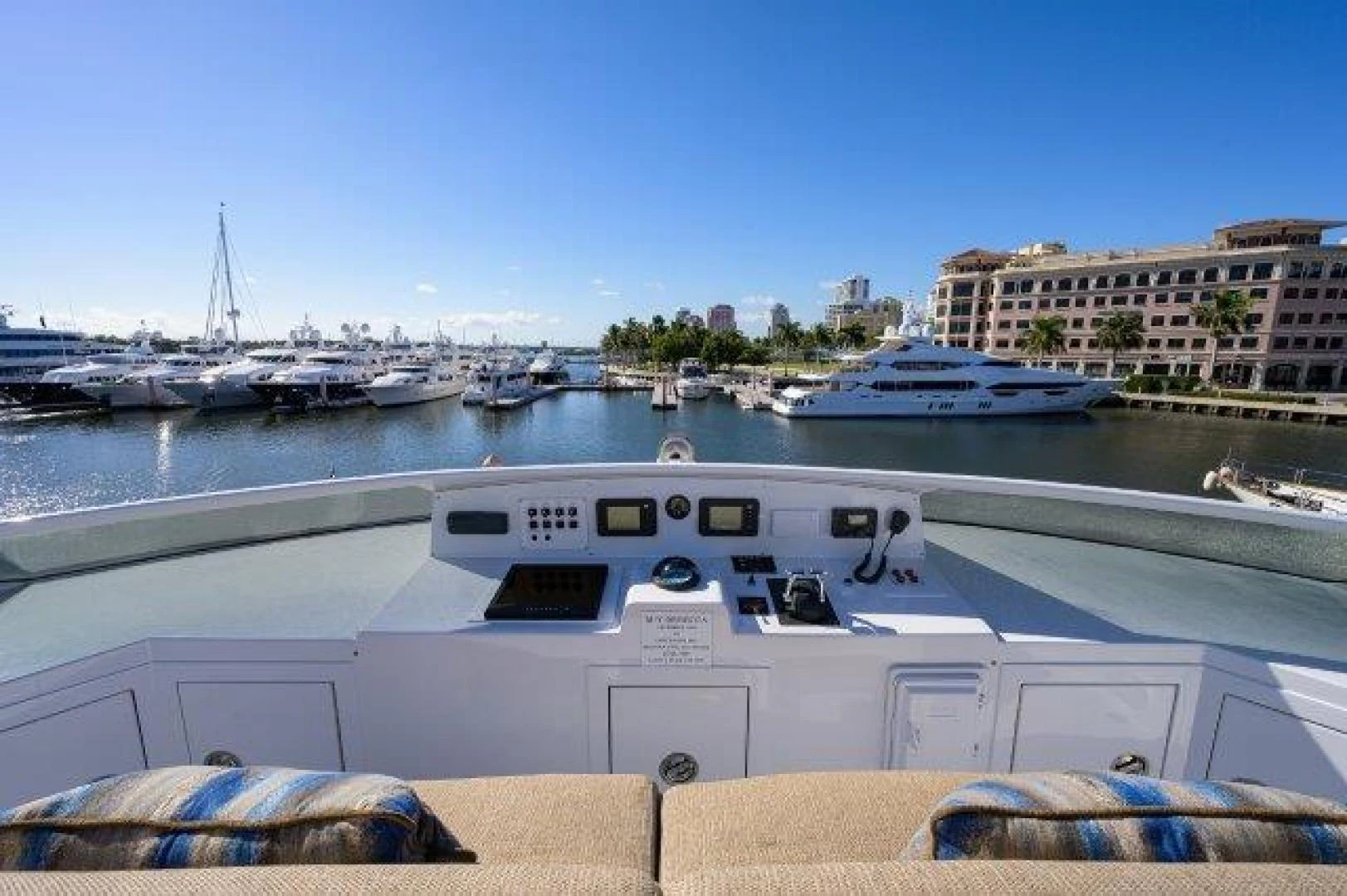 a large boat is parked in a harbor aboard REBECCA Yacht for Sale