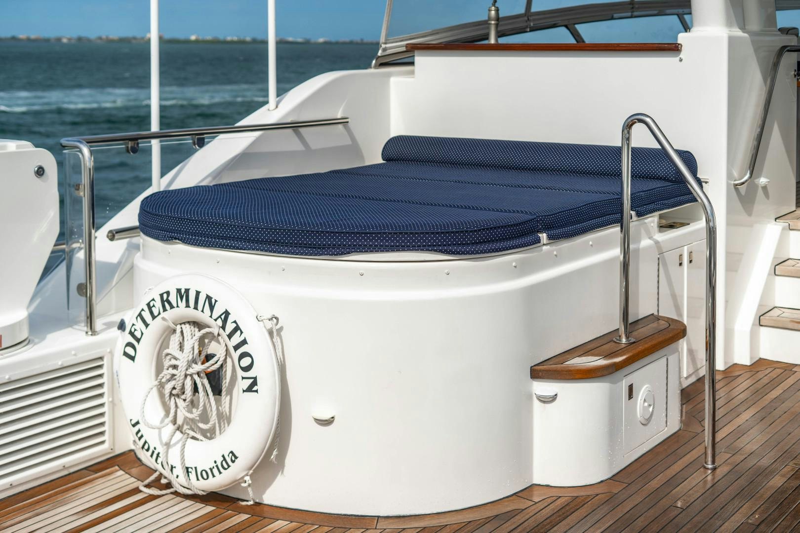 a boat on a deck aboard LEGACY Yacht for Sale