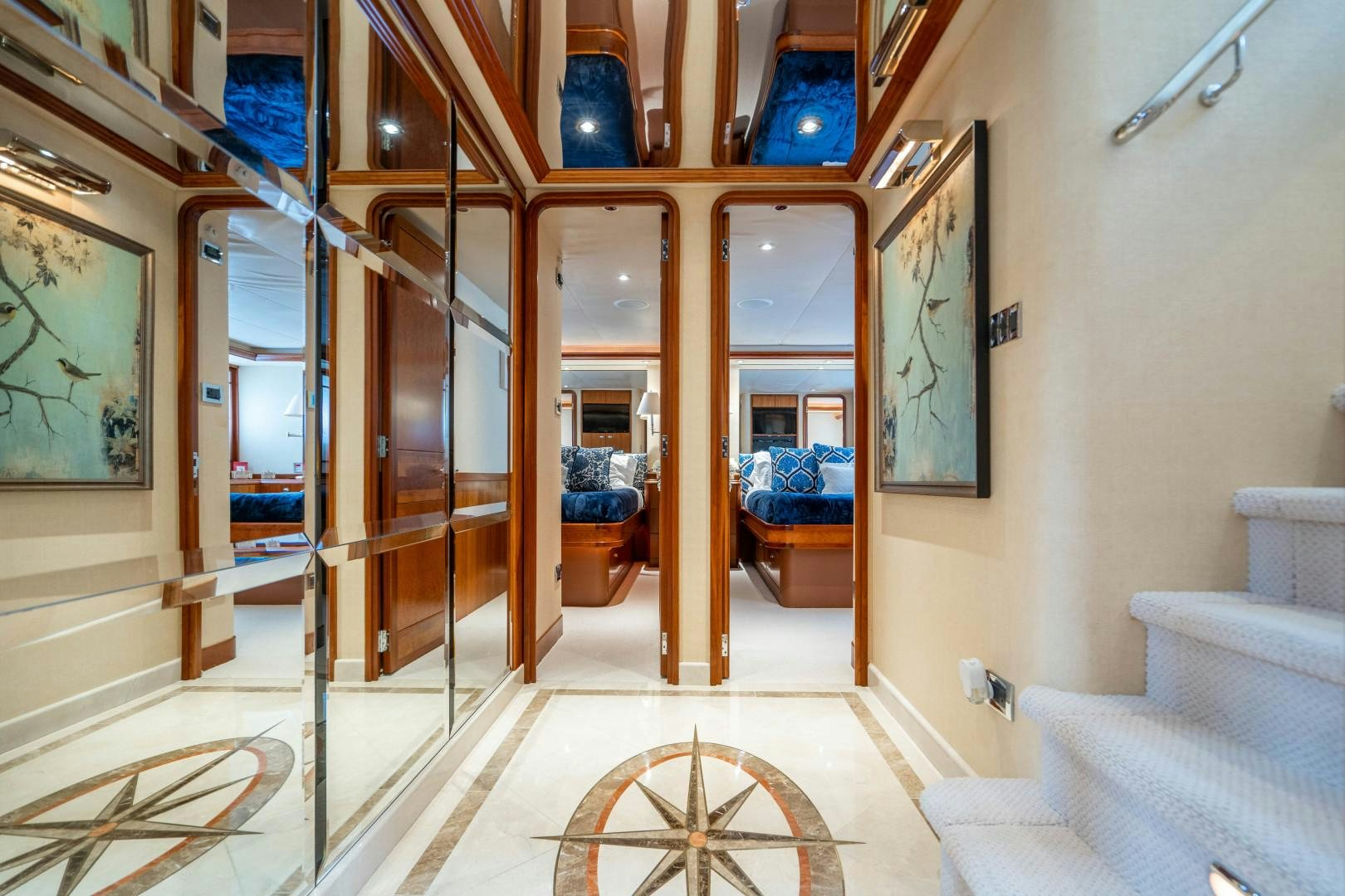 a room with a glass door aboard LEGACY Yacht for Sale