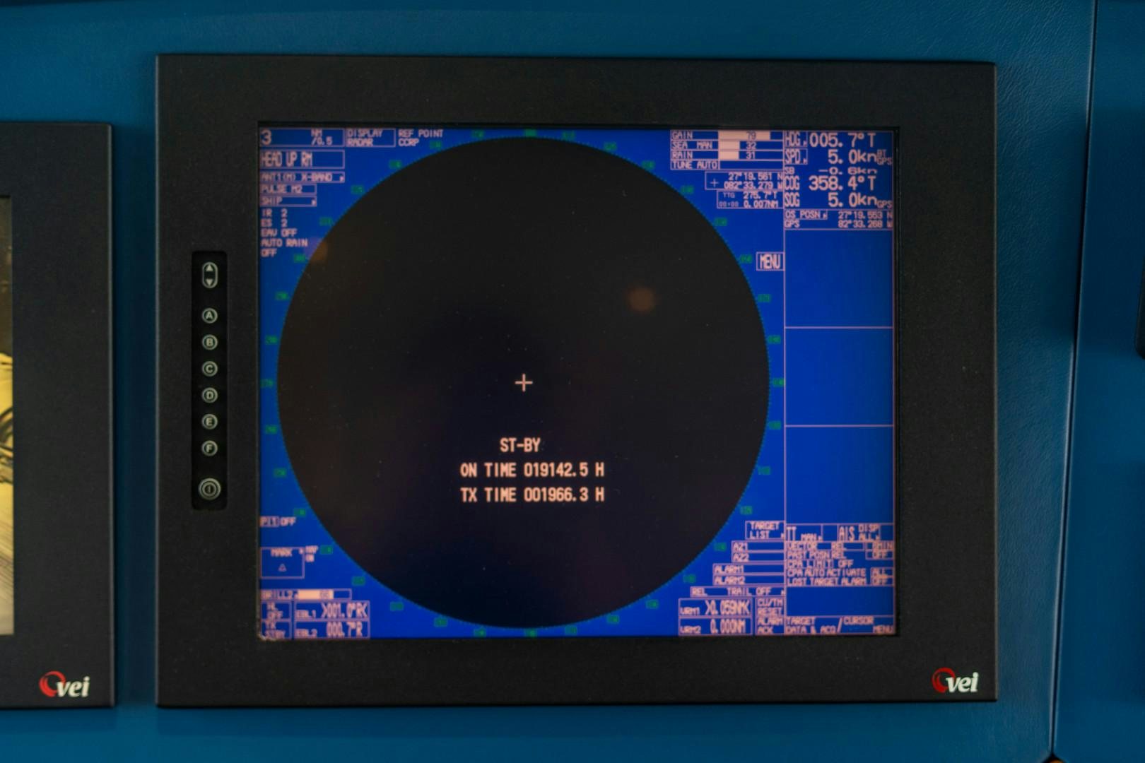 a screen with a blue background aboard LEGACY Yacht for Sale