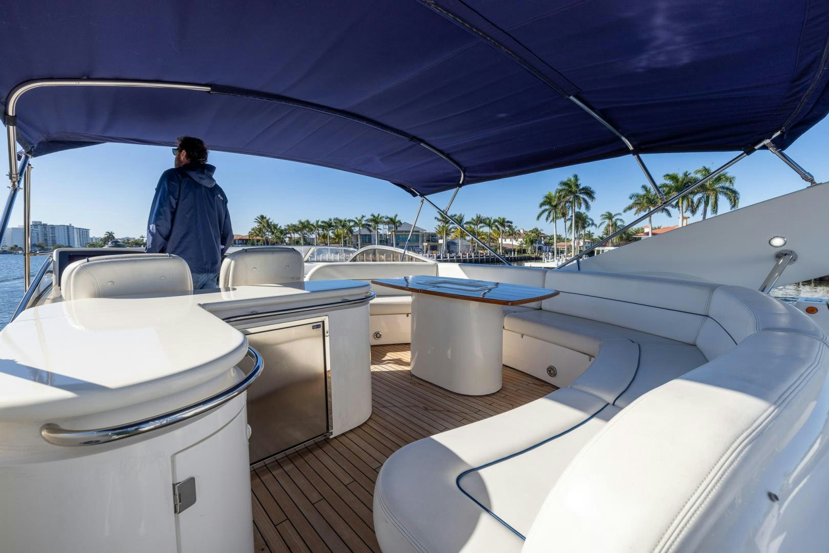 a person standing on a boat aboard SIROCCO Yacht for Sale