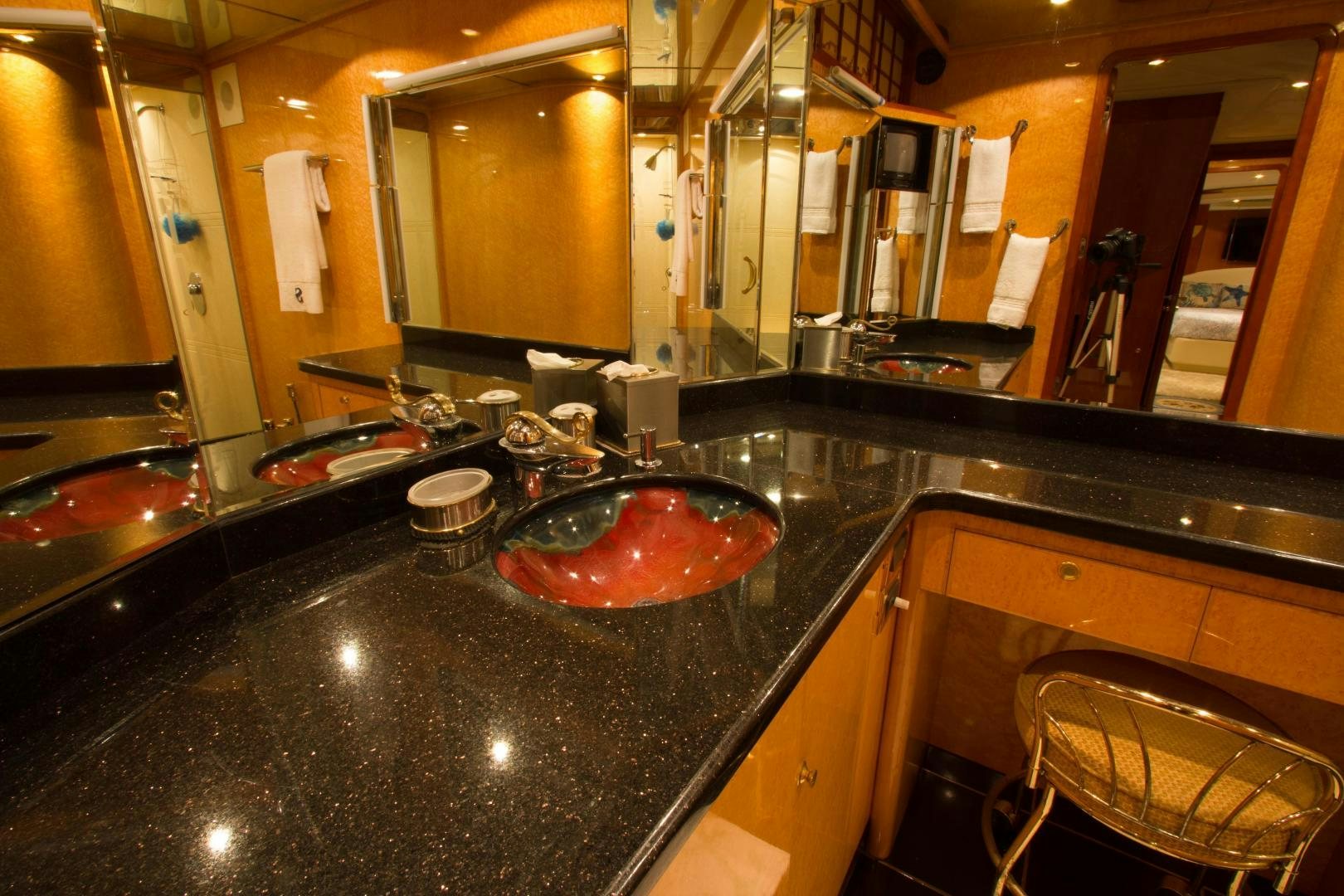 a kitchen with a large countertop aboard GLEN ELLEN Yacht for Sale