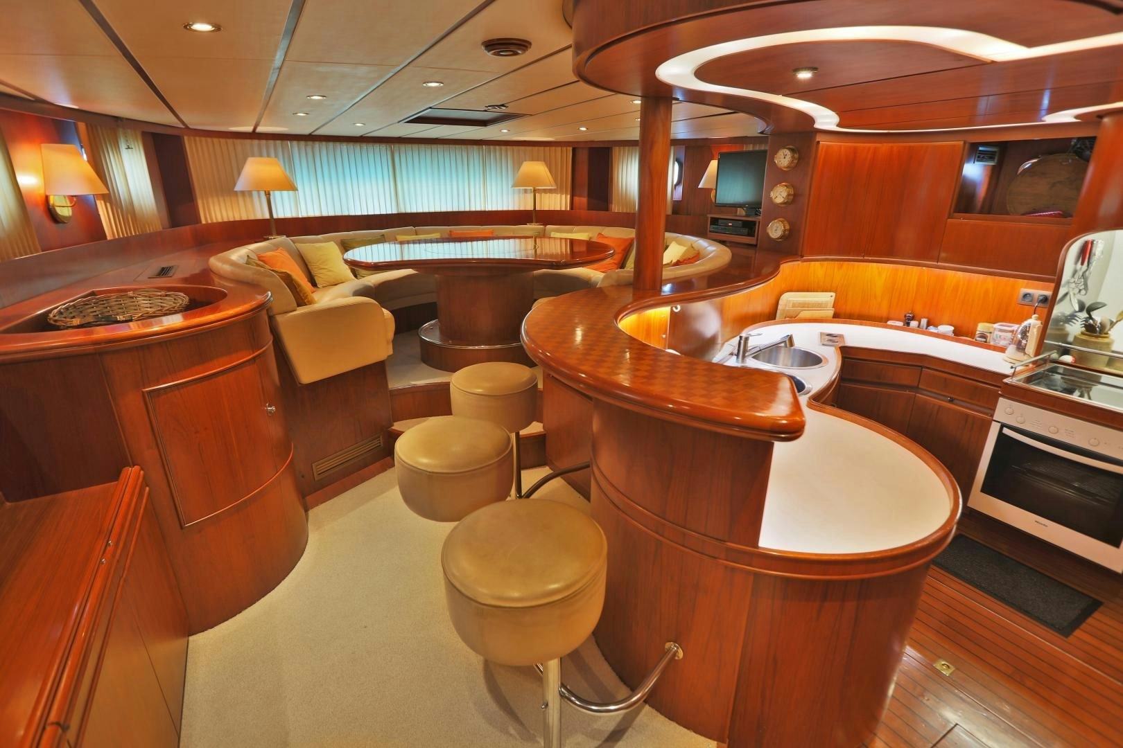 a large bathroom with a large tub aboard IRON MONKEY Yacht for Sale
