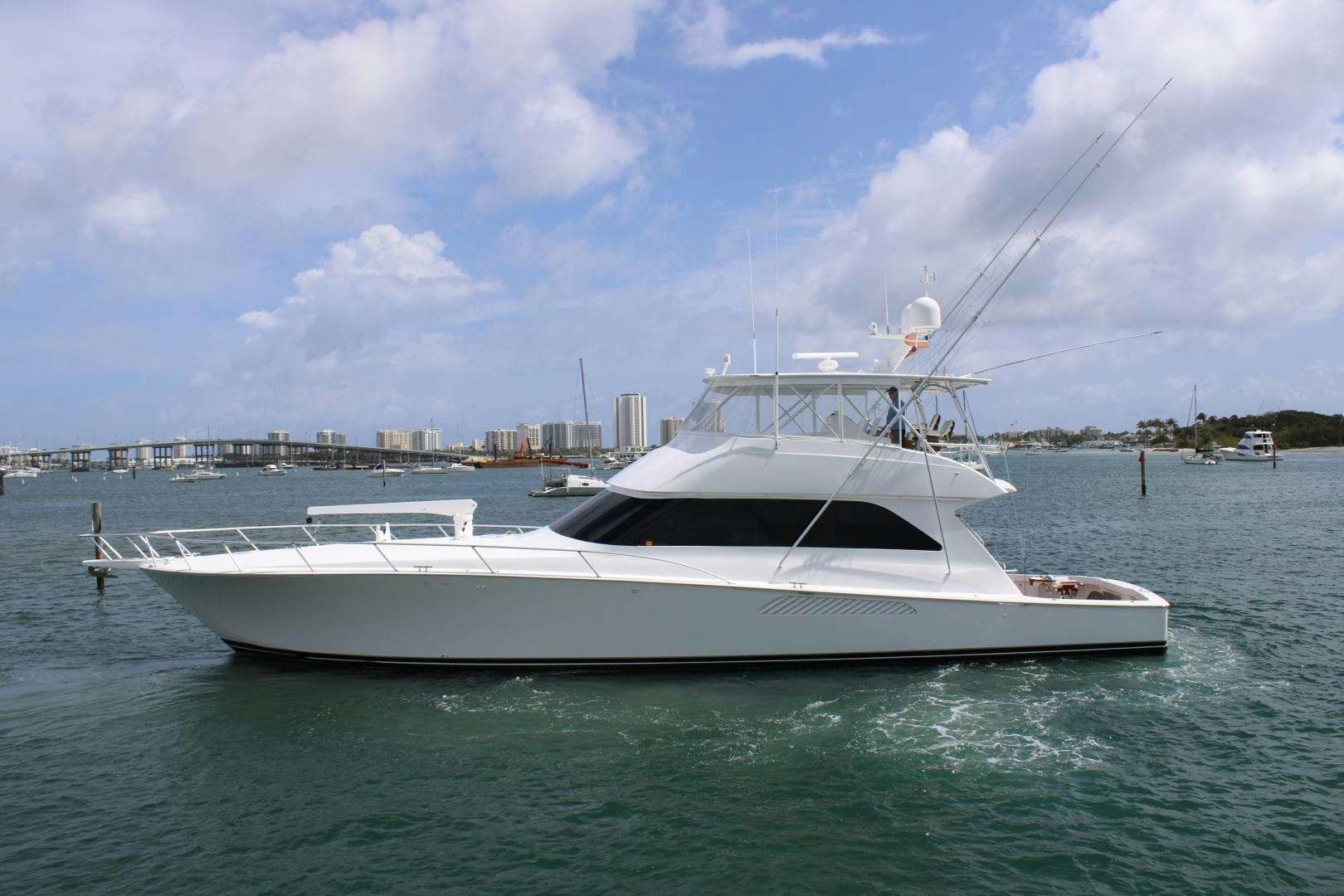 a white yacht in the water aboard LUNA Yacht for Sale