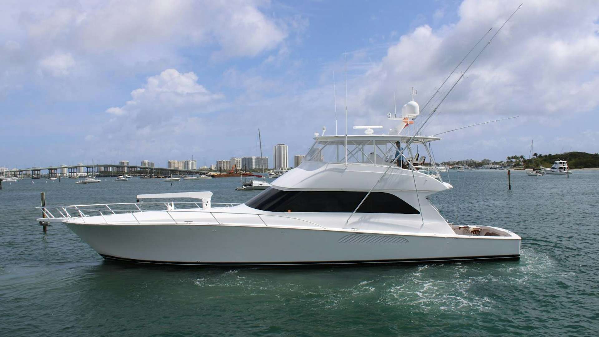 a white yacht in the water aboard LUNA Yacht for Sale
