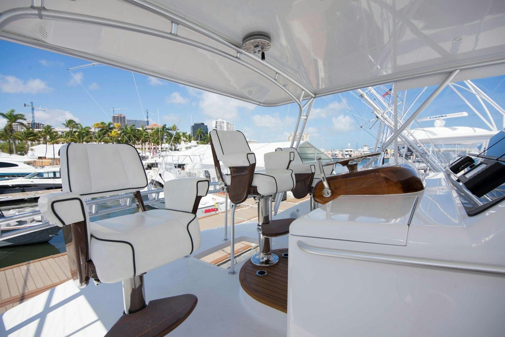 a boat with a dog on the front aboard LUNA Yacht for Sale