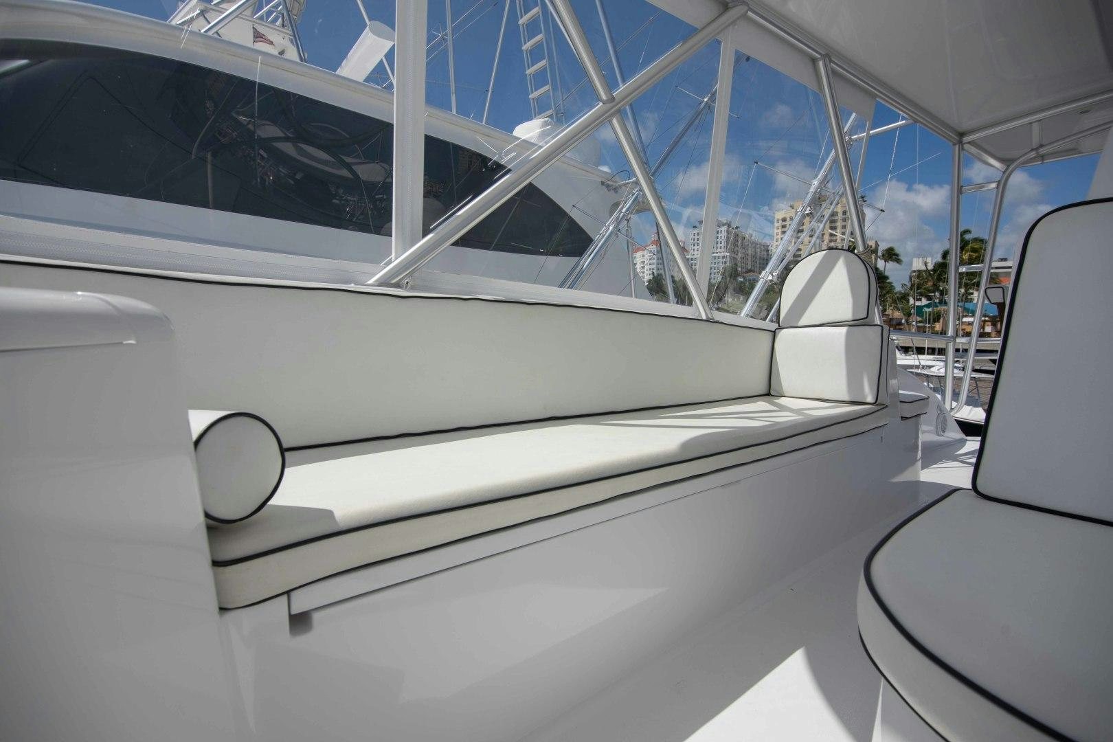 the inside of a car aboard LUNA Yacht for Sale