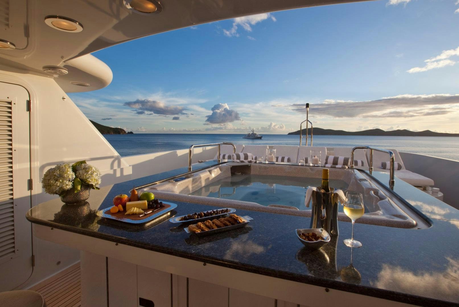 a view of the ocean from the cockpit of a plane aboard LEVERAGE Yacht for Sale